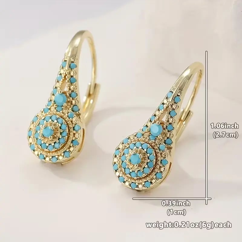 Women's Elegant Synthetic Turquoise Teardrop Dangle Earrings - Image 8