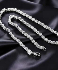 Alternative view of Hot 925 Silver 5mm Faucet Chain 20-24inch Necklace for Men Women