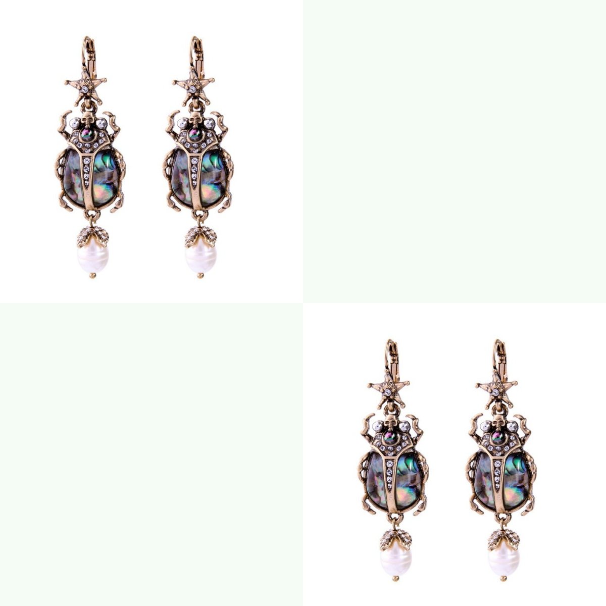 Vintage Beetle Iridescent Shell Pearl Earrings/Studs ✨ - Image 2