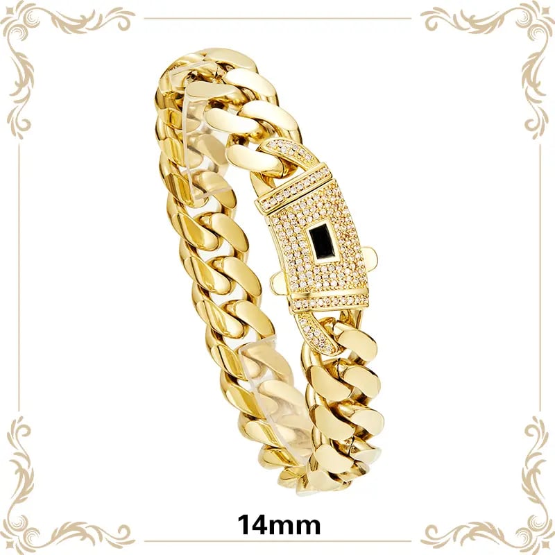 14k Gold Plated Miami Cuban Link Chain Bracelet - Image 5