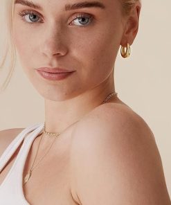 ✨ 14K Gold-Plated Chunky Hoop Earrings Thick & Lightweight Hoops✨