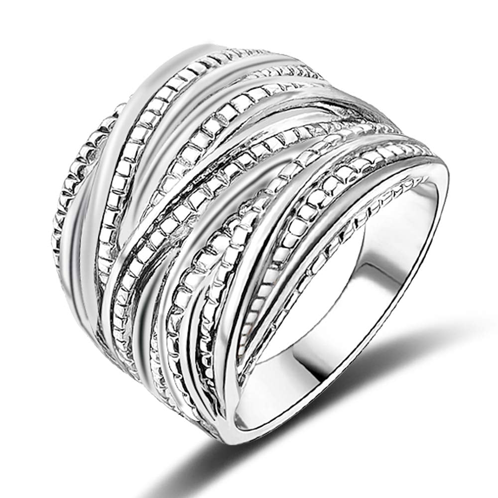 Intertwined Metallic Band Ring for Women | Textured Statement Weave Jewelry - Image 8