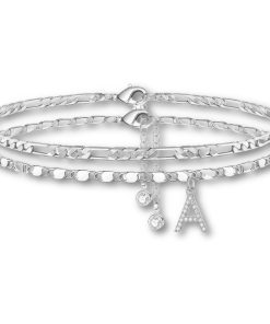Alternative view of Layered Anklet Set with Initial Charm